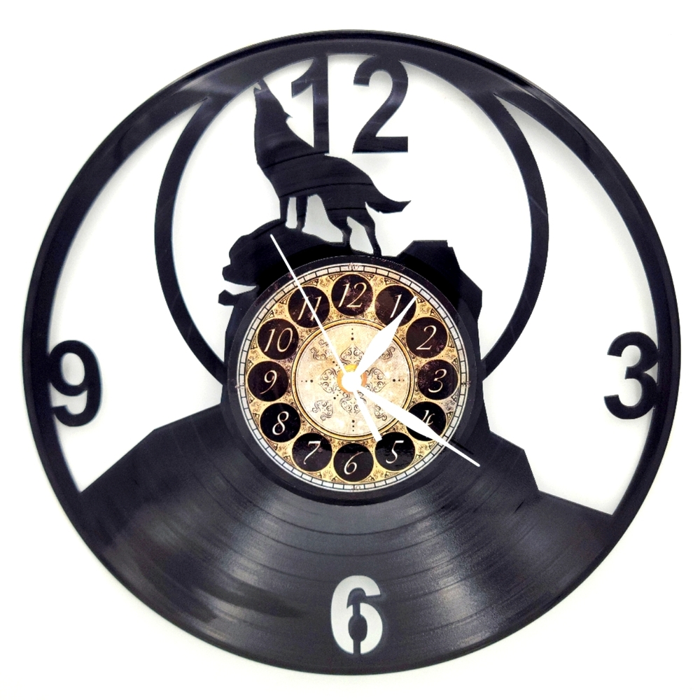 WOLF vinyl record clock